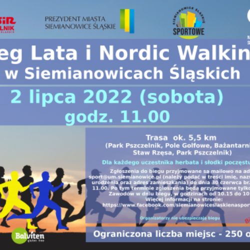 Zapraszamy na Bieg Lata oraz Nordic Walking w Siemianowicach Śląskich